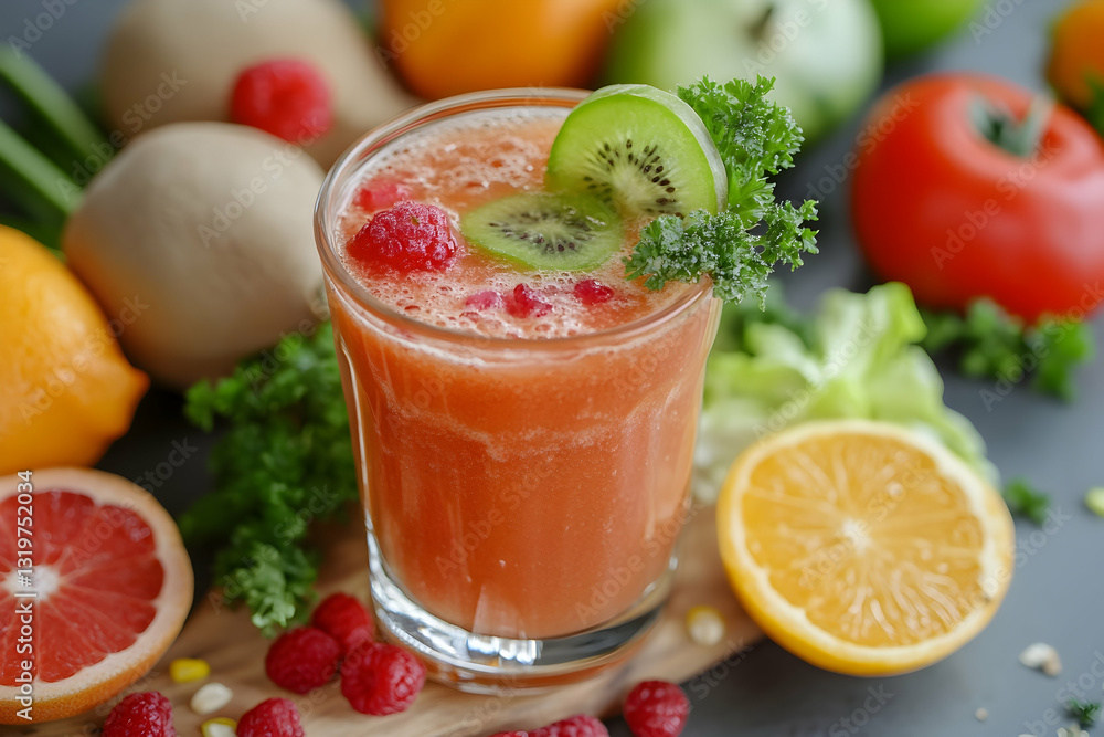 Health beverage garnished presentation Health beverage garnished presentation