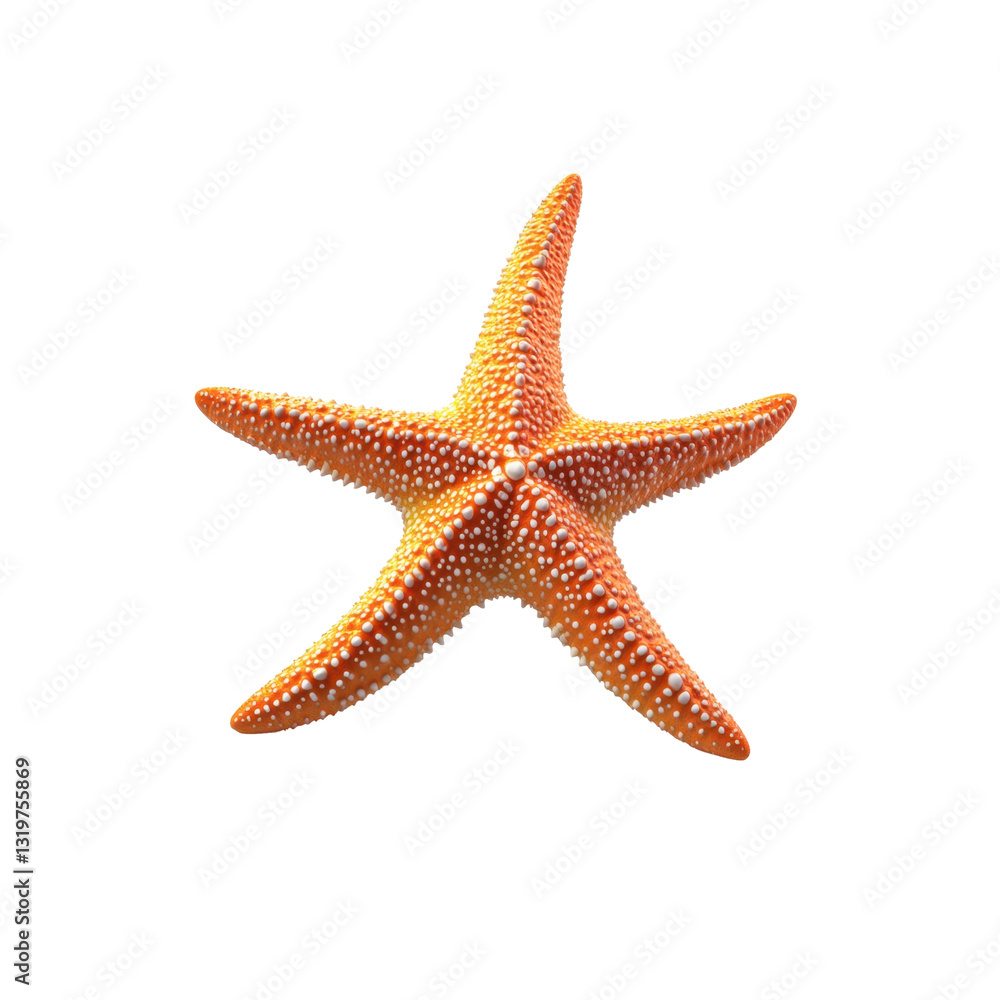Vibrant orange starfish displaying intricate texture and patterns rests on a white surface, showcasing its natural beauty in detail. Vibrant orange starfish displaying intricate texture and patterns rests on a white surface, showcasing its natural beauty in detail.