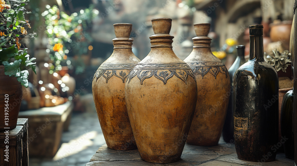 In ancient Roman times, the wine contained in Clay Vessels, historical, illustrated, very detailed, and super realistic. In ancient Roman times, the wine contained in Clay Vessels, historical, illustrated, very detailed, and super realistic.
