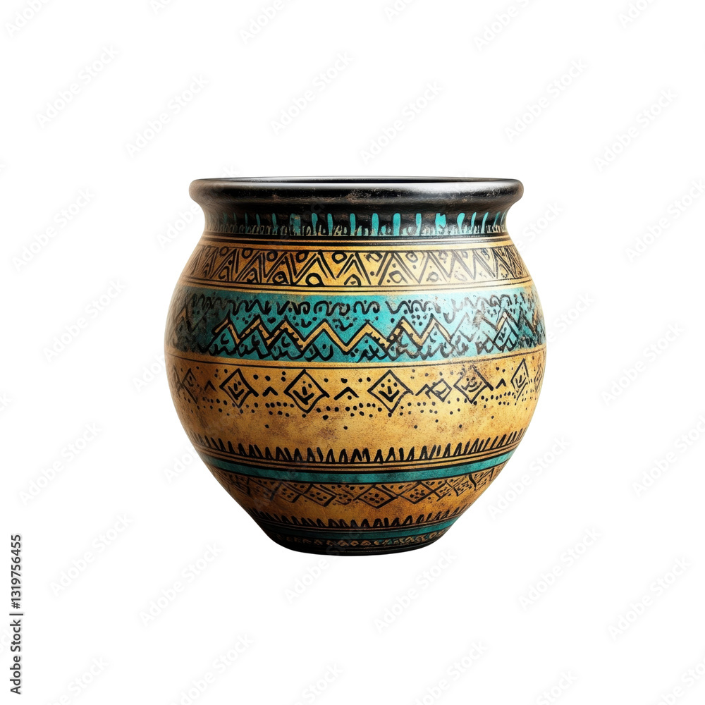 This charming turquoise and gold clay pot features exquisite patterns and would enhance any decor style, perfect for various occasions. This charming turquoise and gold clay pot features exquisite patterns and would enhance any decor style, perfect for various occasions.