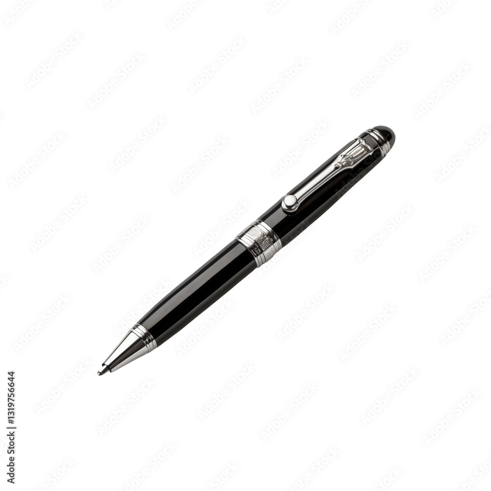 High-end black pen with metal trim and smooth writing tip isolated on transparent background. High-end black pen with metal trim and smooth writing tip isolated on transparent background.