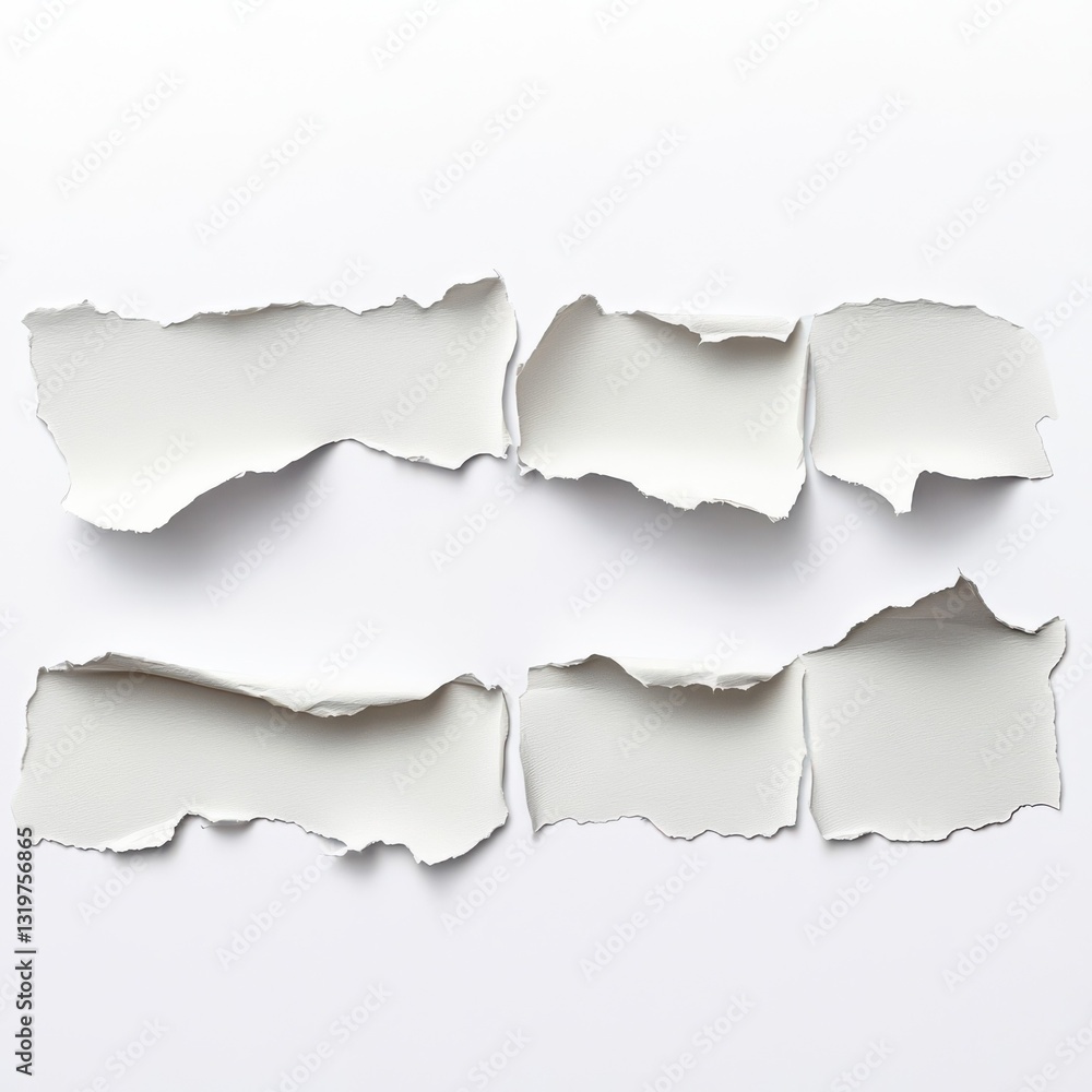 Torn white paper with jagged edges on a plain background Torn white paper with jagged edges on a plain background