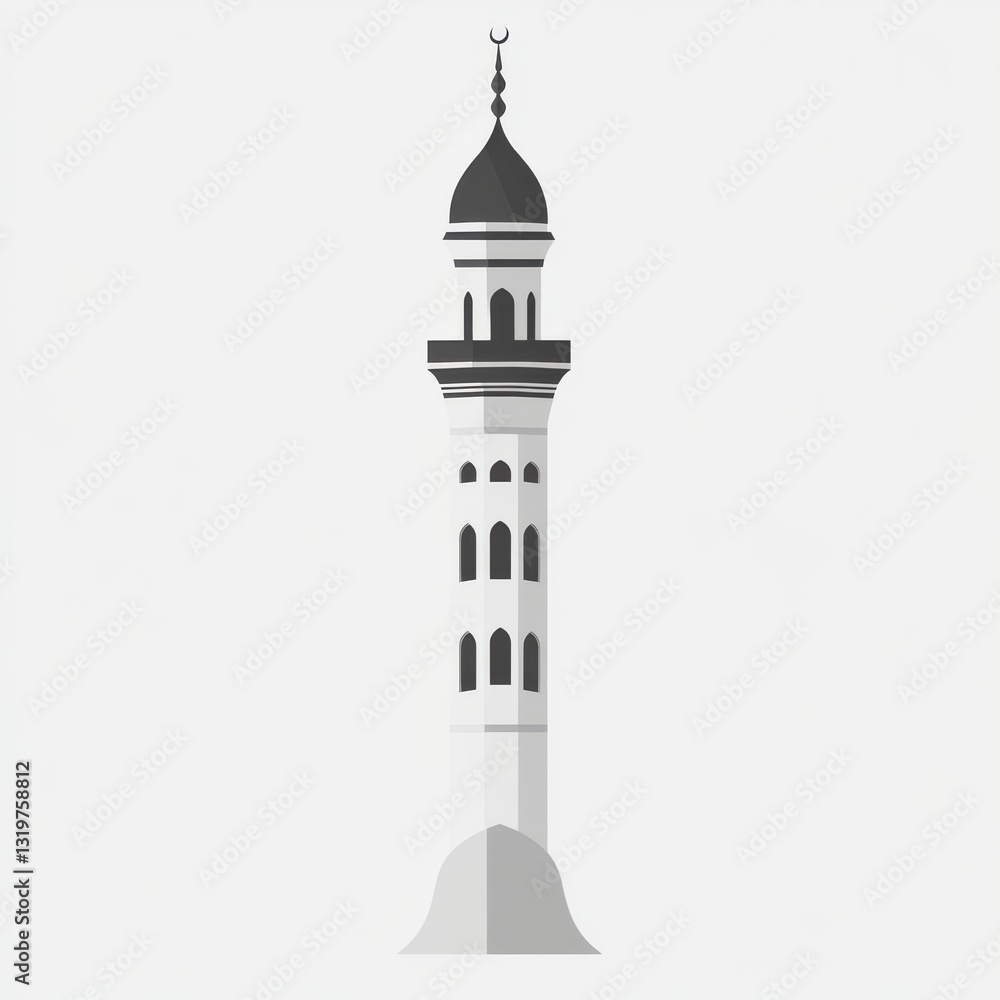 Vector illustration of a simple black and white minaret Vector illustration of a simple black and white minaret