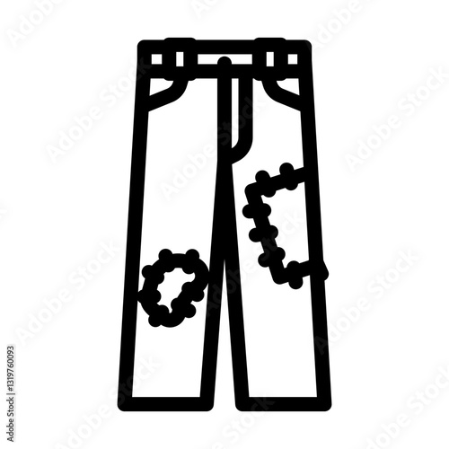 jeans patches thrift driven fashion line icon vector illustration