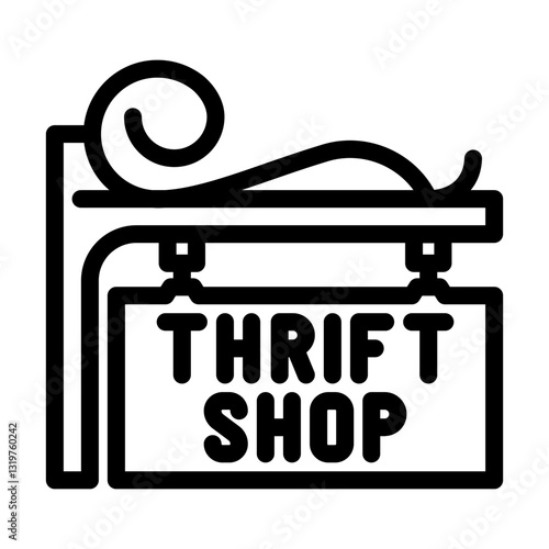 secondhand store sign thrift driven fashion line icon vector illustration