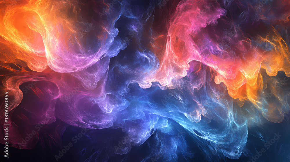 Obraz premium Abstract background with spectral light crystalline structures on liquid void. Spectral Light. Illustration