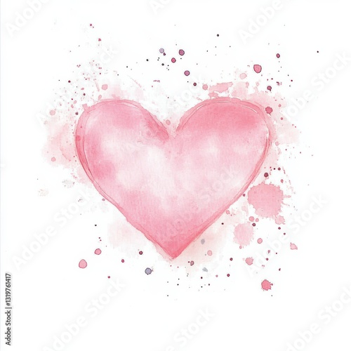 Soft pink heart watercolor illustration