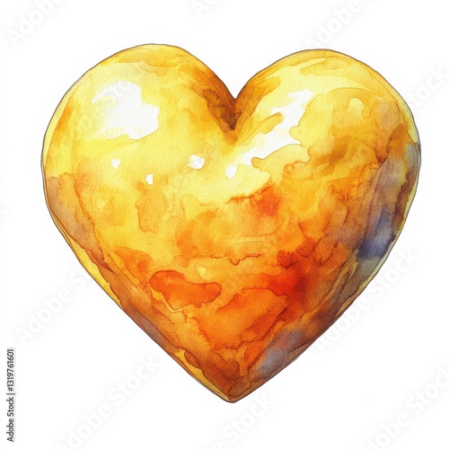 Light yellow watercolor heart illustration for art lovers