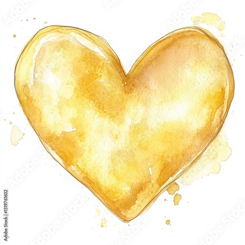 Soft yellow heart watercolor illustration