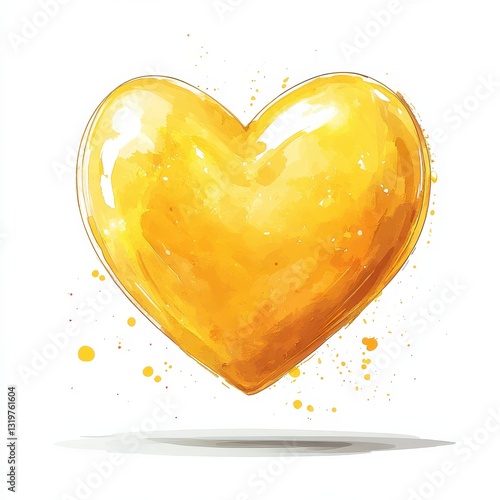 Watercolor heart illustration in soft yellow tone