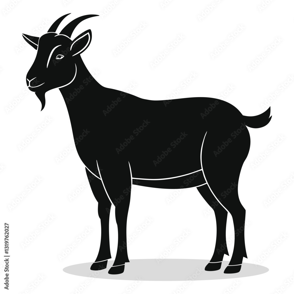 Goat silhouettes and icons. Black flat color simple elegant white background Goat animal vector and illustration. Goat silhouettes and icons. Black flat color simple elegant white background Goat animal vector and illustration.