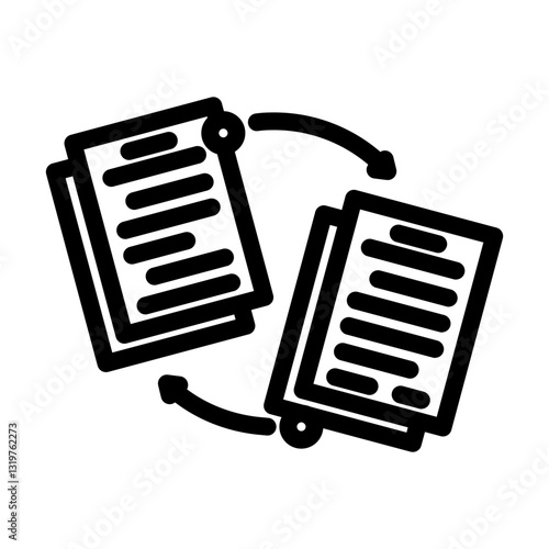 document sharing hybrid work line icon vector illustration