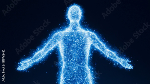 Glowing Digital Human Silhouette