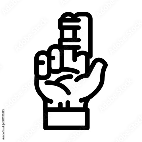 splint finger fracture line icon vector illustration