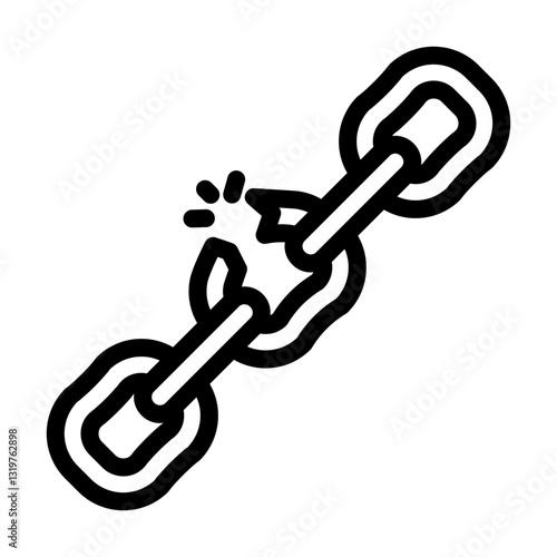broken chain link fracture line icon vector illustration