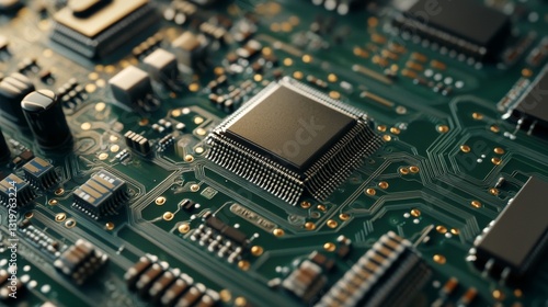 AI concept Artificial Intelligence technology circuit motherboard chip computer design machine deep learning data network analysis futuristic. 3d rendering.