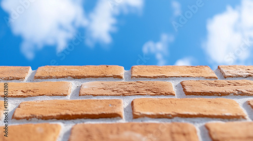 Red Brick Wall Against Blue Sky