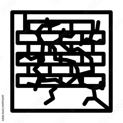 cracked wall fracture line icon vector illustration