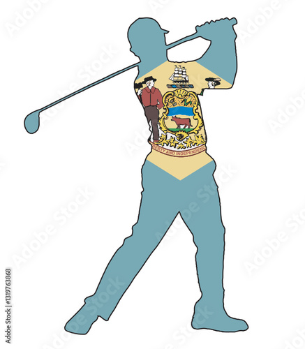 Delaware State Golfer Swing Silhouette