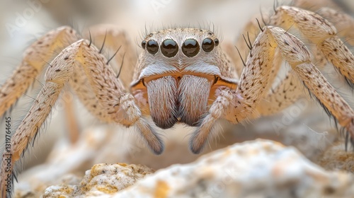 Close-up of jumping spider on rocks