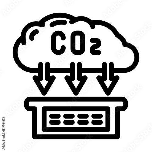 co2 absorption carbon line icon vector illustration