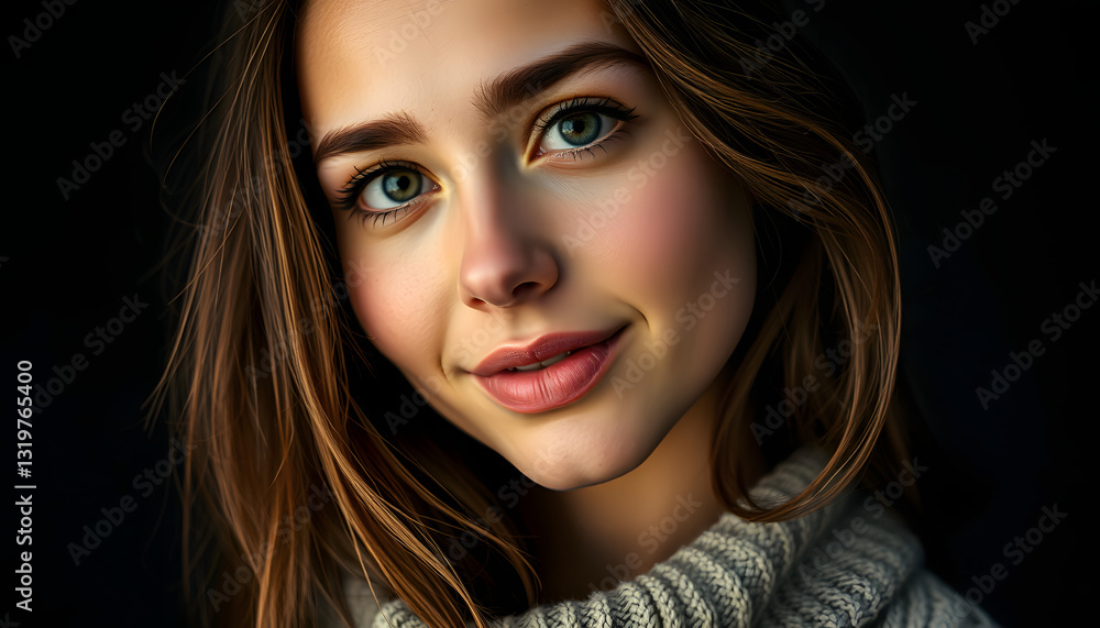 custom made wallpaper toronto digitalRetrato de una mujer joven sonriendo sobre un fondo neutro , with white tonespng