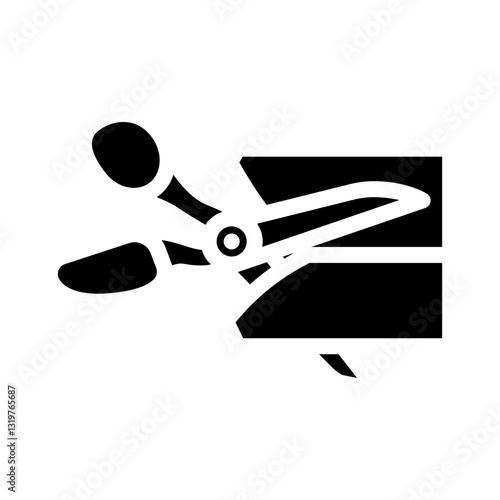 scissors cutting fabric thrift driven fashion glyph icon vector illustration