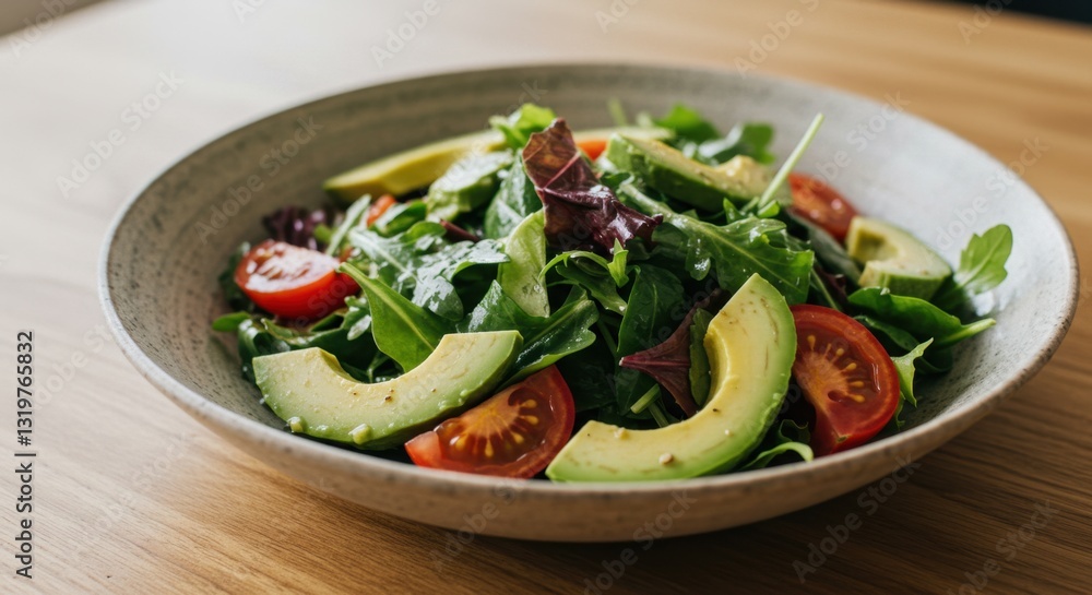 Colorful Avocado Tomato Salad with Mixed Greens Colorful Avocado Tomato Salad with Mixed Greens