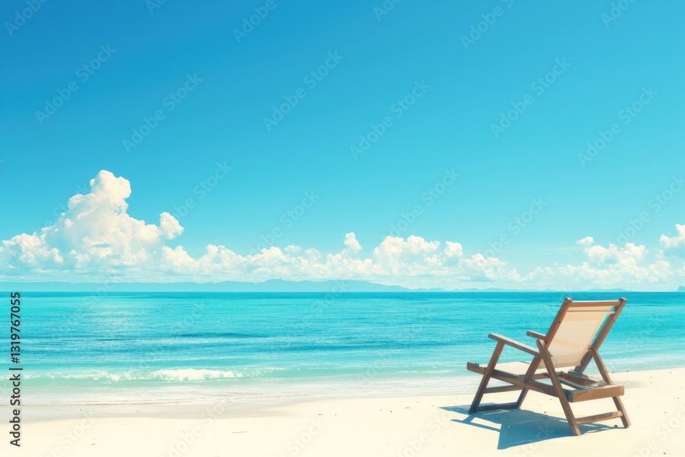 Empty Beach Chair Tropical Seascape Empty Beach Chair Tropical Seascape