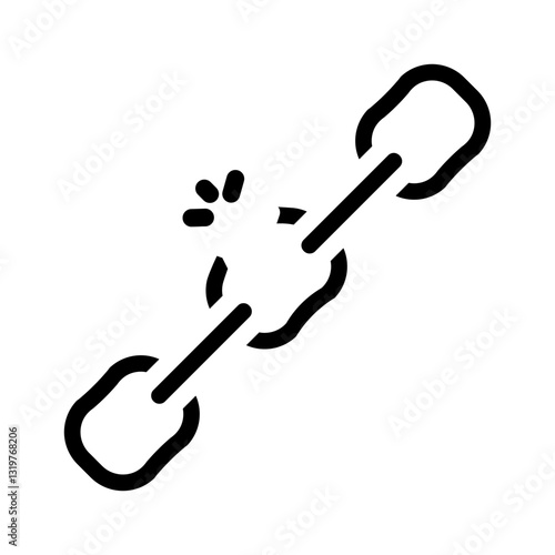 broken chain link fracture glyph icon vector illustration