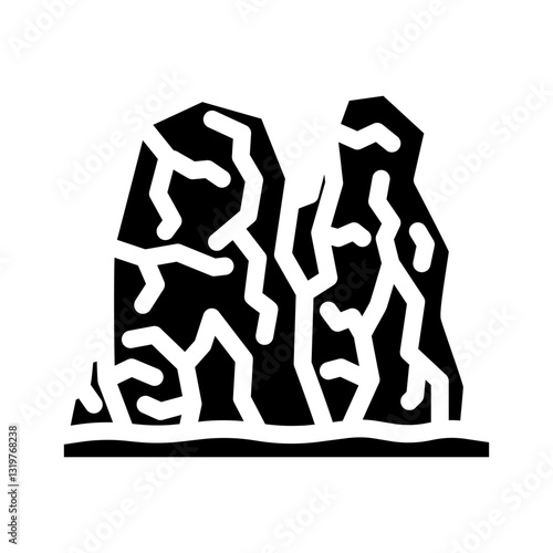splitting rock fracture glyph icon vector illustration