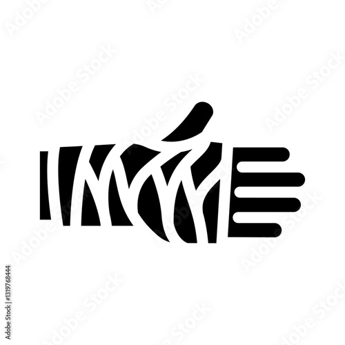 cast on arm fracture glyph icon vector illustration