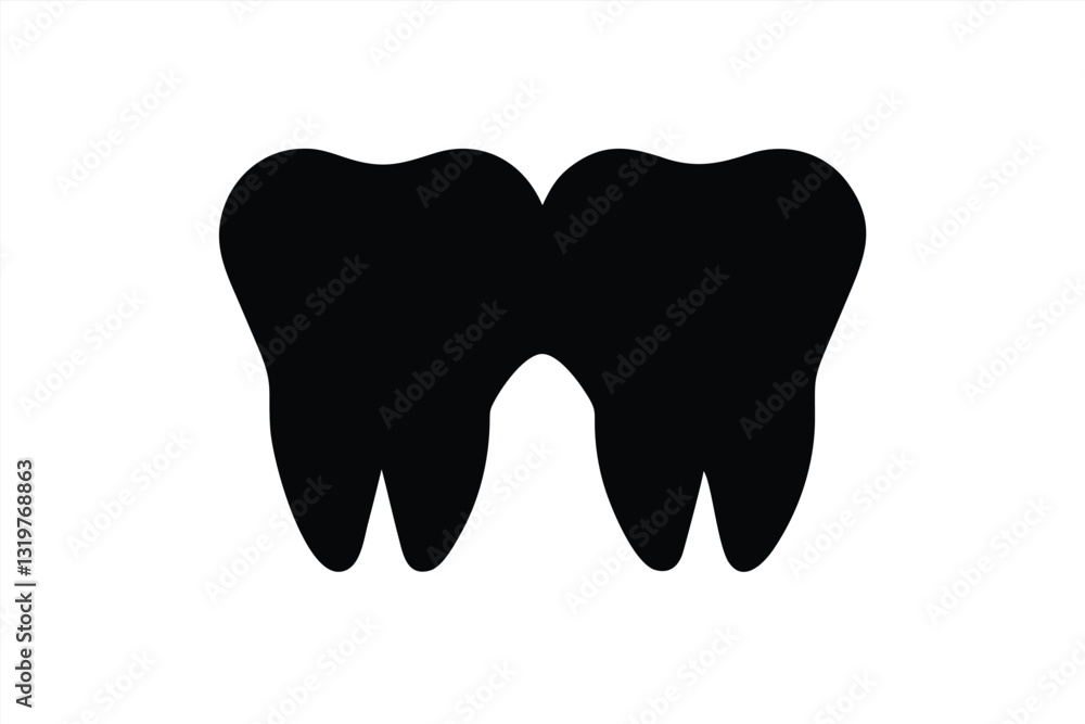 Vector illustration of two stylized teeth symbolizing dental care Vector illustration of two stylized teeth symbolizing dental care