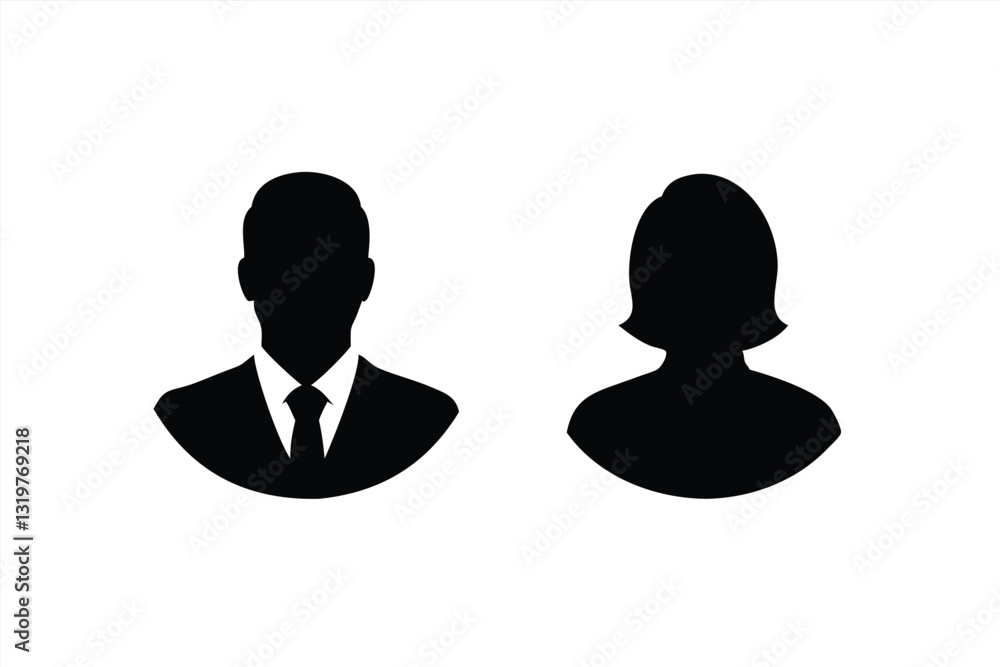 Silhouette of a business man and woman in formal wear Silhouette of a business man and woman in formal wear