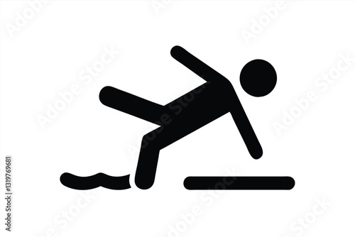 Illustration of a person slipping on a wet surface near water