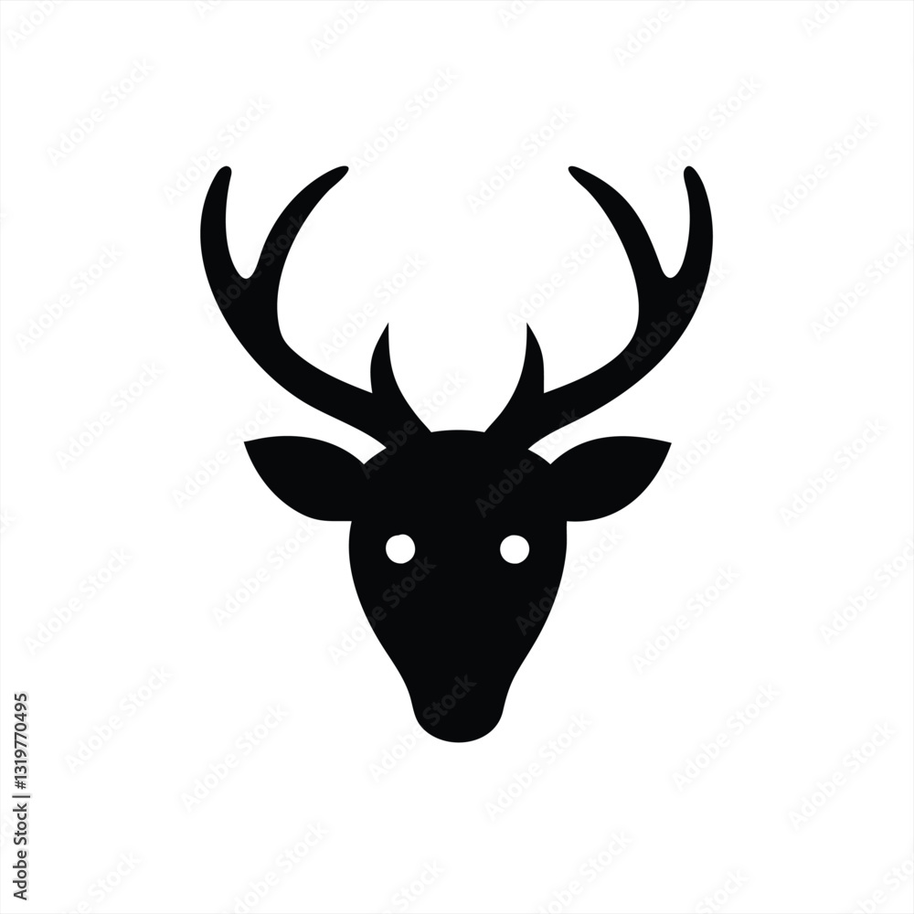Deer head vector illustration in minimalist black and white design Deer head vector illustration in minimalist black and white design