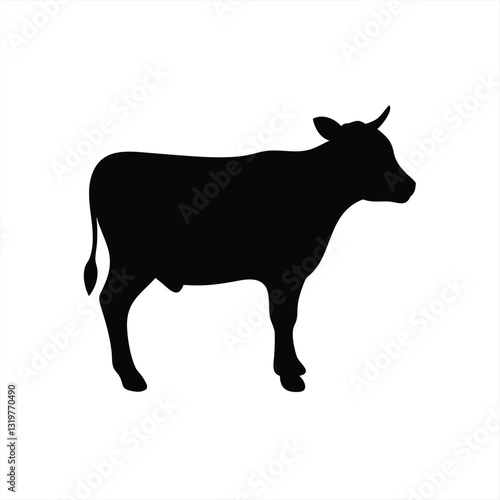 Stylized vector illustration of a cow silhouette in profile view