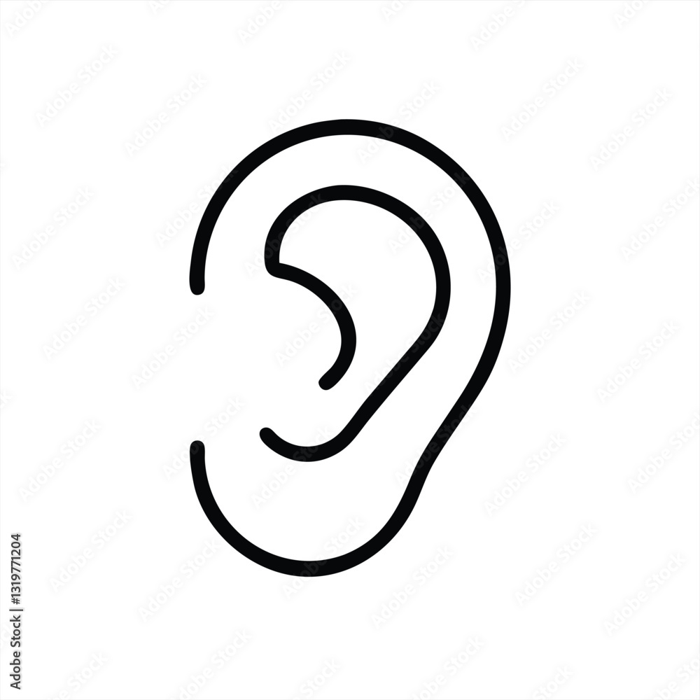 Vector illustration of a simple ear design for sound representation Vector illustration of a simple ear design for sound representation