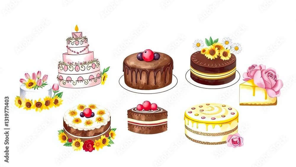 Delicious Cakes Birthday Wedding Dessert Assortment Delicious Cakes Birthday Wedding Dessert Assortment