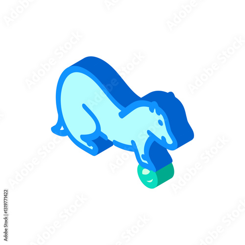 ferret playing pet home isometric icon vector illustration