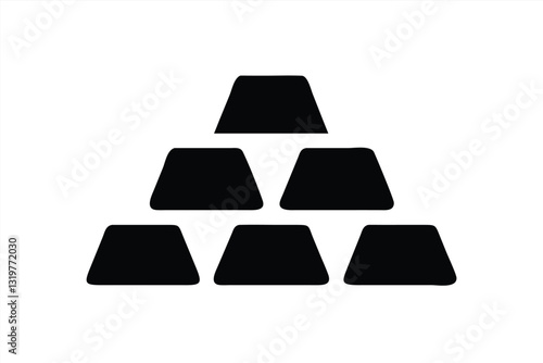 Vector illustration of gold bars arranged in a pyramid shape