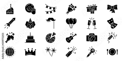 Celebrate icon set. Party icon. Silhouette style.