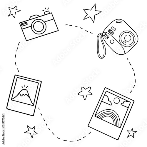 Stickersphotography with line drawings design