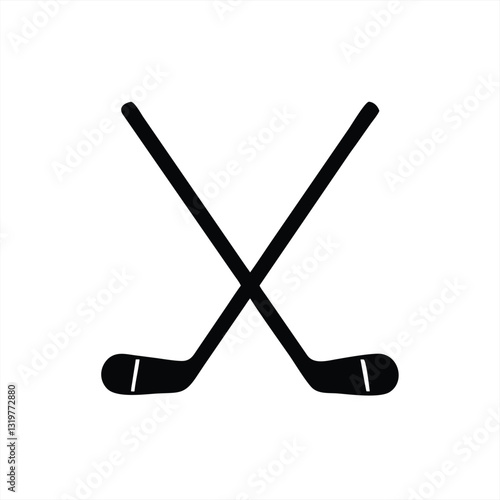 Vector illustration of crossed hockey sticks on a plain background