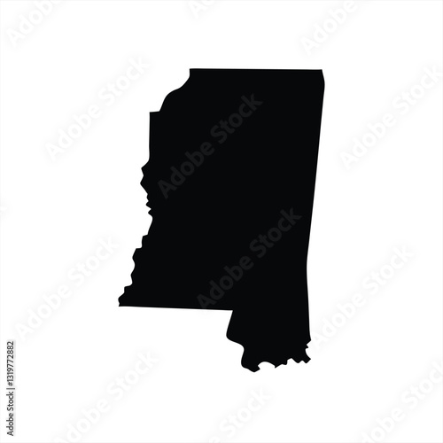 Vector illustration of the outline of Mississippi state in black