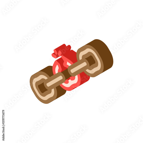 broken chain link fracture isometric icon vector illustration