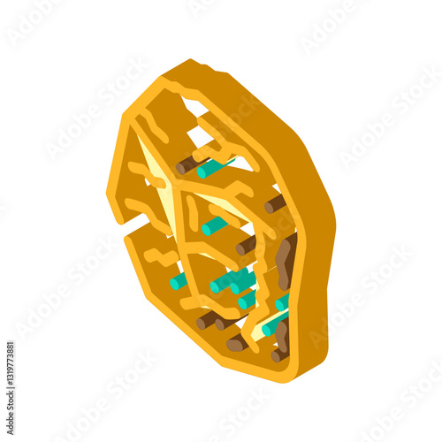 chipped stone fracture isometric icon vector illustration