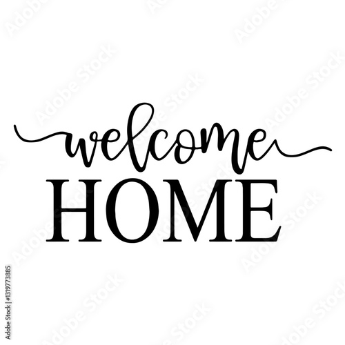 "Welcome HOME" text in cursive and uppercase, symbolizing family visits, hospitality, and homecoming for warm greeting cards and invitations.


