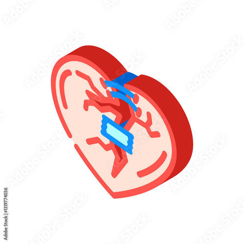 broken heart fracture isometric icon vector illustration