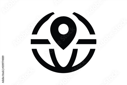 Vector illustration of a location pin on a globe design